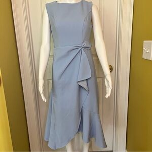 Fehaute Formal Sleeveless Midi Ruffle Flare Wedding Mother-in-Law Blue Dress 2